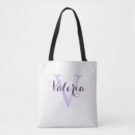 Trendy gepersonaliseerde lavendel monogram tote ta bag