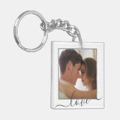 Trendy gepersonaliseerde liefde familie 2 foto Kee Sleutelhanger (Voorkant Links)