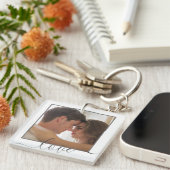 Trendy gepersonaliseerde liefde familie 2 foto Kee Sleutelhanger (Voorkant Rechts)