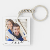 Trendy gepersonaliseerde liefde familie 2 foto Kee Sleutelhanger (Achterkant)