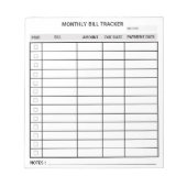 Trendy gepersonaliseerde maandelijkse Bill Tracker Notitieblok (Voorkant)