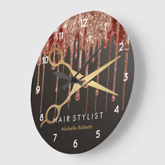 Trendy gepersonaliseerde Modern zwart goud Haarsty Grote Klok (Hoek)