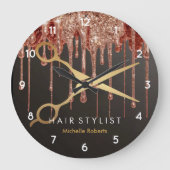 Trendy gepersonaliseerde Modern zwart goud Haarsty Grote Klok (Voorkant)