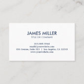 Trendy Gepersonaliseerde Moderne Luxe Wit en Blauw Visitekaartje (Achterkant)