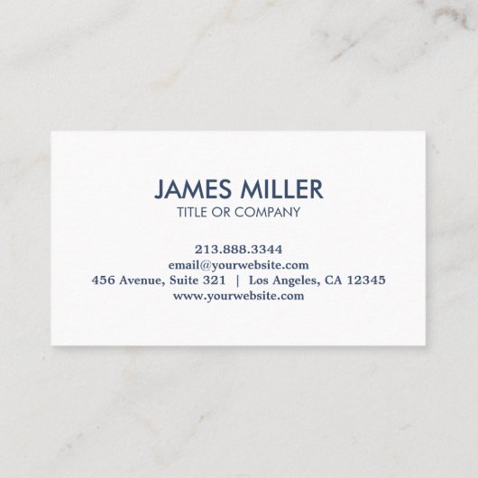 Trendy Gepersonaliseerde Moderne Luxe Wit en Blauw Visitekaartje (Achterkant)