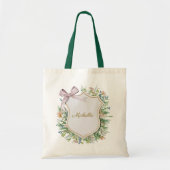 Trendy gepersonaliseerde naam Botanical Gold Green Tote Bag (Voorkant)