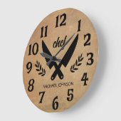 Trendy Gepersonaliseerde naam chef Brown Grote Klok (Hoek)