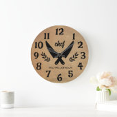 Trendy Gepersonaliseerde naam chef Brown Grote Klok (Huis)