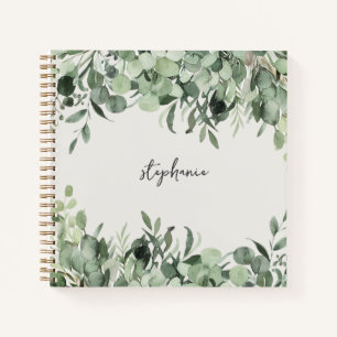 Trendy gepersonaliseerde naam Eucalyptus Greenery Notitieboek