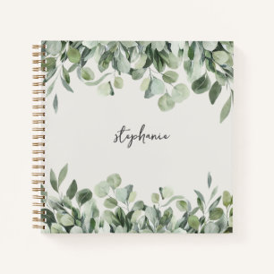 Trendy gepersonaliseerde naam Eucalyptus Greenery Notitieboek