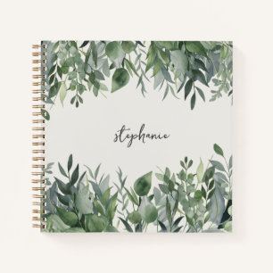 Trendy gepersonaliseerde naam Eucalyptus Greenery Notitieboek