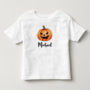 Trendy Gepersonaliseerde Naam Oranje Pompoen Hallo Kinder Shirts