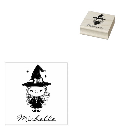 Trendy Gepersonaliseerde Naam Schattigee heks Hall Rubberstempel (Gestempeld)