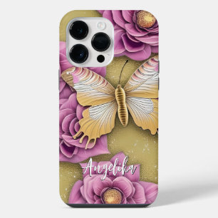 Trendy Gepersonaliseerde Naam Vlinder iPhone 14 Pro Max Hoesje