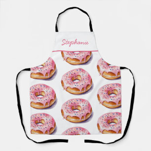 Trendy Gepersonaliseerde Naam Waterverf Donut Patr Schort