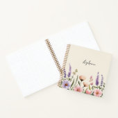 Trendy gepersonaliseerde naam Waterverf Wildflower Notitieboek (Binnen)
