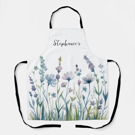 Trendy gepersonaliseerde naam Waterverf Wildflower Schort (Voorkant)