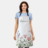Trendy gepersonaliseerde naam Waterverf Wildflower Schort (Gedragen)