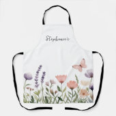 Trendy gepersonaliseerde naam Waterverf Wildflower Schort (Voorkant)