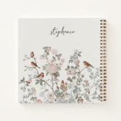 Trendy Gepersonaliseerde Naam wilde bloemen & voge Notitieboek (Achterkant)