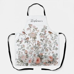 Trendy Gepersonaliseerde Naam wilde bloemen & voge Schort