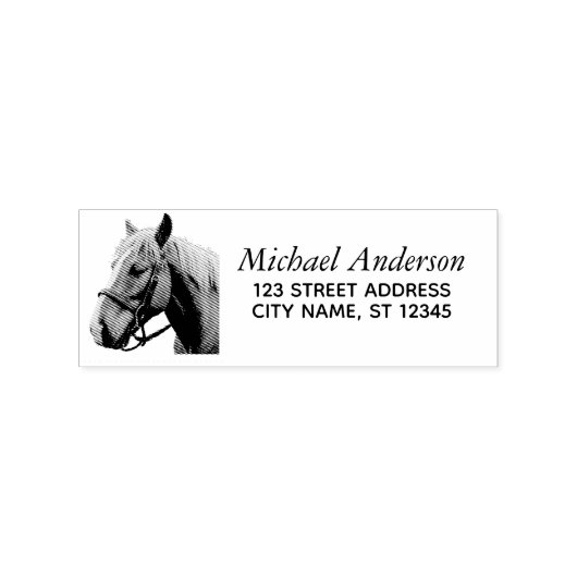 Trendy Gepersonaliseerde Paard Terugkeer Adres Rub Rubberstempel (Afrduk)