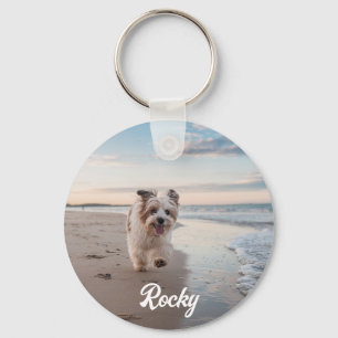 Trendy Gepersonaliseerde Pet Foto en Tekst Hondenl Sleutelhanger