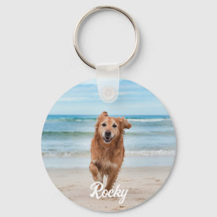 Trendy Gepersonaliseerde Pet Foto en Tekst Hondenl Sleutelhanger