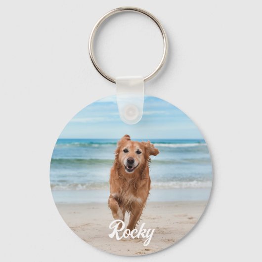 Trendy Gepersonaliseerde Pet Foto en Tekst Hondenl Sleutelhanger (Voorkant)