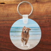 Trendy Gepersonaliseerde Pet Foto en Tekst Hondenl Sleutelhanger (Achterkant)