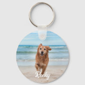 Trendy Gepersonaliseerde Pet Foto en Tekst Hondenl Sleutelhanger (Achterkant)