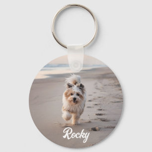 Trendy Gepersonaliseerde Pet Foto en Tekst Hondenl Sleutelhanger