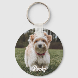 Trendy Gepersonaliseerde Pet Foto en Tekst Hondenl Sleutelhanger
