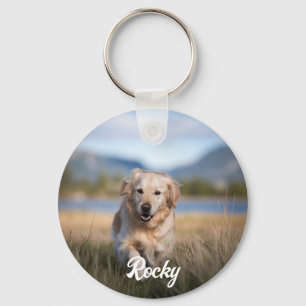 Trendy Gepersonaliseerde Pet Foto en Tekst Hondenl Sleutelhanger