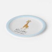 Trendy Gepersonaliseerde Safari Dier Leuke Giraffe Papieren Bordje (Gekanteld)
