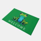 Trendy gepersonaliseerde Schattige Happy Frog Welk Deurmat (Schuin)