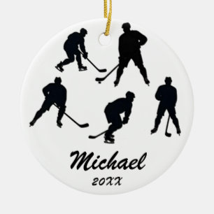 Trendy gepersonaliseerde silhouetten van ijshockey keramisch ornament