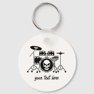 Trendy Gepersonaliseerde Skull Drum Set Muziek Dru Sleutelhanger