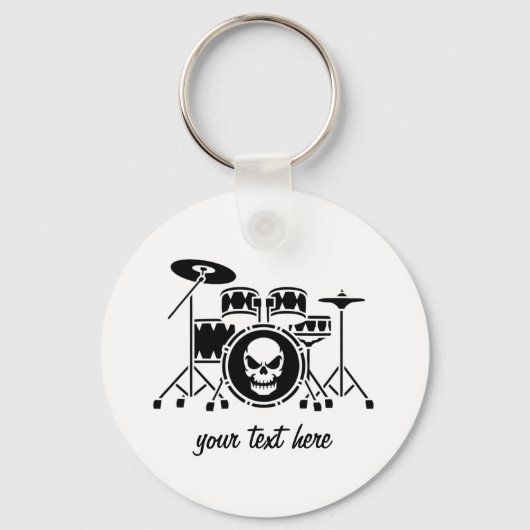 Trendy Gepersonaliseerde Skull Drum Set Muziek Dru Sleutelhanger (Voorkant)