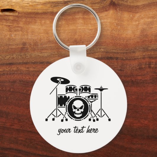 Trendy Gepersonaliseerde Skull Drum Set Muziek Dru Sleutelhanger (Achterkant)