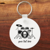 Trendy Gepersonaliseerde Skull Drum Set Muziek Dru Sleutelhanger (Voorkant)