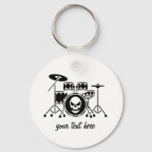 Trendy Gepersonaliseerde Skull Drum Set Muziek Dru Sleutelhanger (Achterkant)