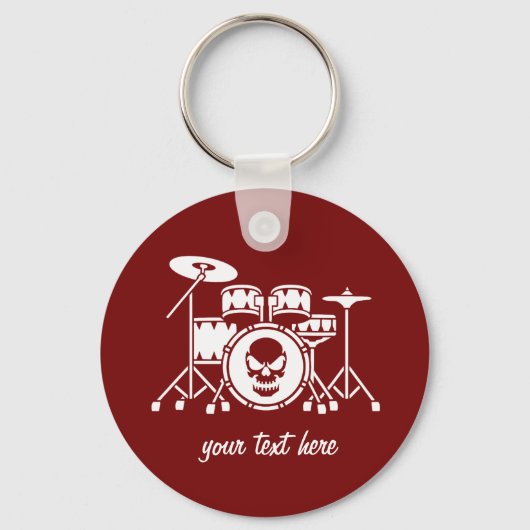 Trendy Gepersonaliseerde Skull Drum Set Muziek Dru Sleutelhanger (Voorkant)