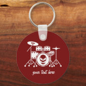 Trendy Gepersonaliseerde Skull Drum Set Muziek Dru Sleutelhanger (Voorkant)