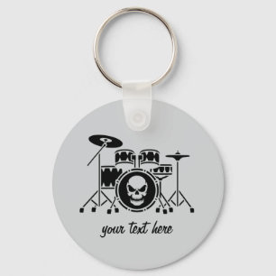 Trendy Gepersonaliseerde Skull Drum Set Muziek Dru Sleutelhanger
