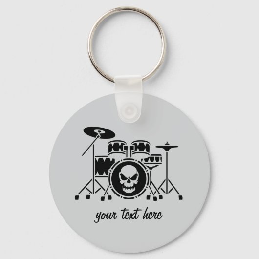 Trendy Gepersonaliseerde Skull Drum Set Muziek Dru Sleutelhanger (Voorkant)
