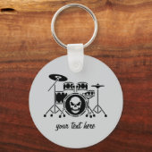 Trendy Gepersonaliseerde Skull Drum Set Muziek Dru Sleutelhanger (Achterkant)