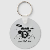 Trendy Gepersonaliseerde Skull Drum Set Muziek Dru Sleutelhanger (Achterkant)
