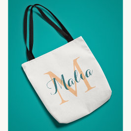 Trendy Gepersonaliseerde Tropische Monogram Zomer  Tote Bag