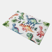 Trendy gepersonaliseerde waterverf dinosauruspatro deurmat (Schuin)